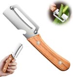 PurePeeler™ Stainless Steel Vegetable Peeler | Wooden Handle Potato & Vegetable Slicer Tool - Image 2