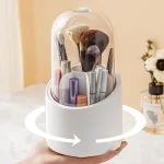 360° Rotating Makeup Brush Holder Organizer with Lid | Dustproof Cosmetic Storage Box - Image 2