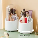 360° Rotating Makeup Brush Holder Organizer with Lid | Dustproof Cosmetic Storage Box - Image 7