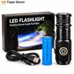 High-Power Rechargeable LED Flashlight – 18650 Battery Zoomable USB Torch Light