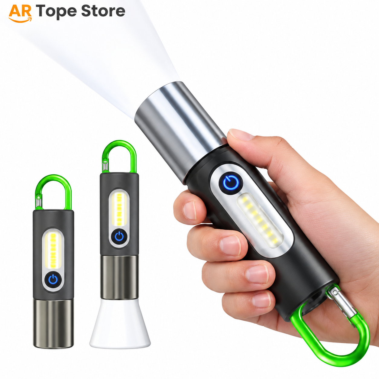 file_00000000c3048211a4c093498abc48a6 Multifunctional Rechargeable LED Camping Flashlight – COB Work Light with Carabiner & Lantern - Image 1